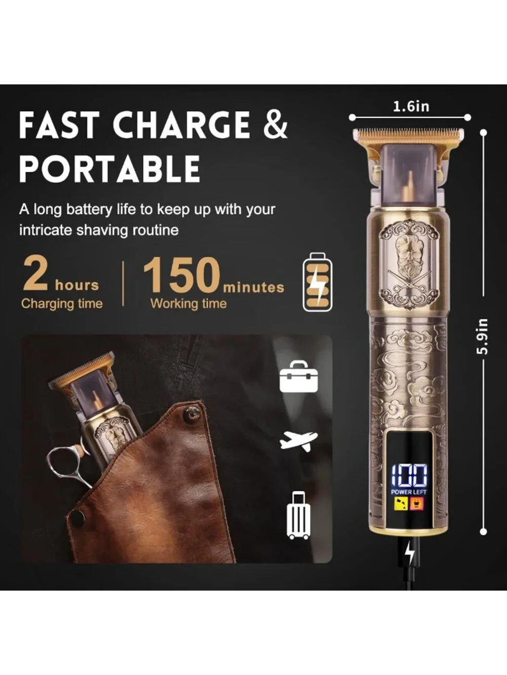 Professional Beard Trimmer & Hair Clipper Kit with LCD Display - Precision
